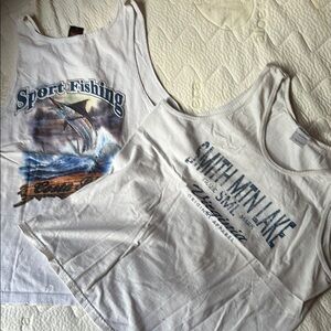 Gildan White Graphic Tank Tops